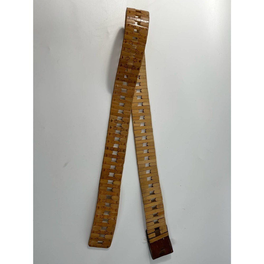 Vintage wooden bamboo leather buckle - Picture 5 of 6